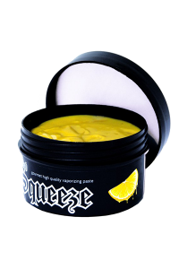 Eine geöffnete 50g Dose hookahSqueeze Dampfpaste mit Zitronen-Aroma